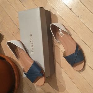 Franco Sarto Blue and White Flats